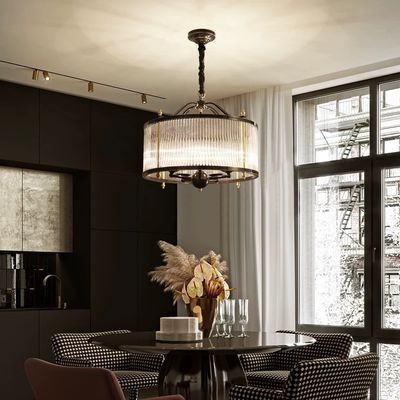 2700k To 6500k Clear Glass Drum Chandelier