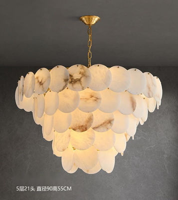 Modern Lighting Fixtures Luxury Restaurant Bar Indoor Large Marble Chandelier For Living Room Simple Alabaster Chandelier D60CM
