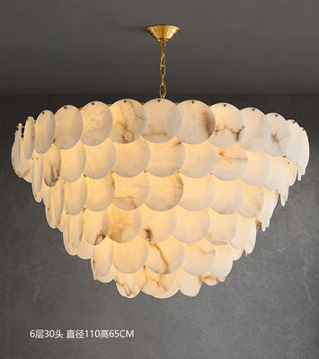 Modern Lighting Fixtures Luxury Restaurant Bar Indoor Large Marble Chandelier For Living Room Simple Alabaster Chandelier D60CM