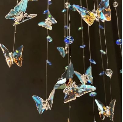 Long Crystal Butterfly Duplex Building Villa Hotel Club Light Luxury Spiral Staircase Chandelier Accessories