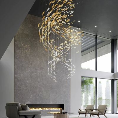 Wholesale Modern Luxury Flower Leaf Shaped Tawny Crystal Blown Chihuly Murano Glass Chandeliers Parts Hotel Ceiling Decoration