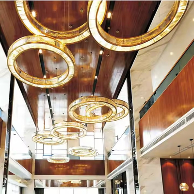 Custom Hotel Large Modern Luxury Ring Chandeliers Pendants Light Lamp Big Lighting Crystal Chandelier Non-standard customized chandelier for hotel lobby