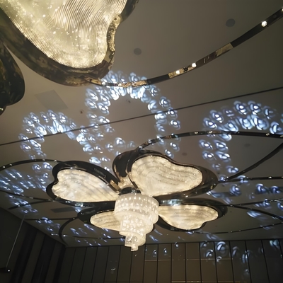 Interior Decoration Four-Leaf Clover Shape Mall Hotel Stage Luxury Lobby Crystal Led Chandelier Ceiling Light