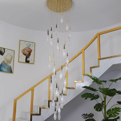 Modern LED 36-Lights Chandelier High Ceiling Hanging Fixture for Entryway Staircase Foyer Hallway Dining Room