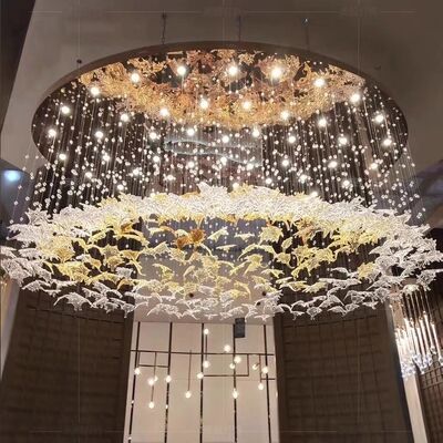 Multi Color Chandeliers New Arrival Diy Murano Glass Pendant Chandelier Leaf Customized Chandelier for Hall Lobby Staircase