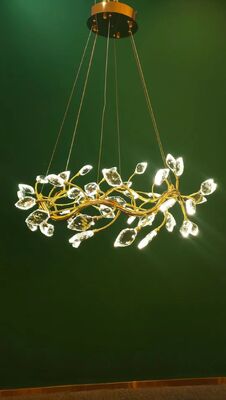 New Modern Decorative Indoor Living Room Ceiling Led Pendant Light Luxury Crystal Leaf Chandeliers