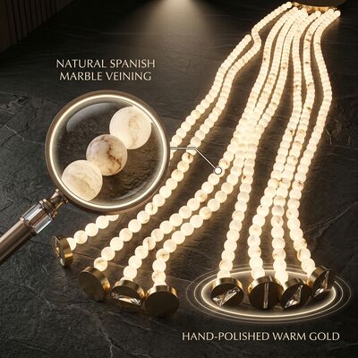 Modern Marble Crystal Pendant Chandelier Light Minimalist Hanging Fixture Hotel Villa Club Decor