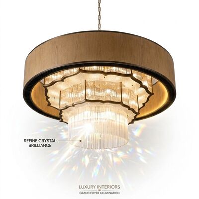 Staircase Pendant Light Custom Made Golden Metal Body Adjustable Color Temperature 3000-6500K For Villa Home