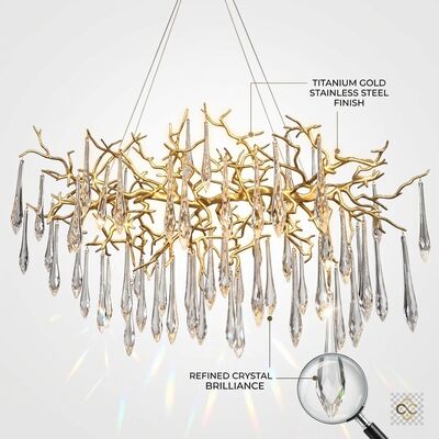Glass Custom Pendant Light Golden Metal Body Adjustable Color Temperature 3000-6500K For Dining Room
