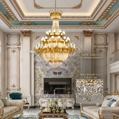 Extra Large High End Chandelier Copper Malachite E14 Ceiling Mounted Light For Commercial High-end Places