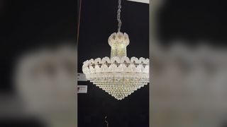 ثريا فخمة من زجاج الفوشيا بتصميم إمبراطوري لتزيين طاولات المطاعم، مصابيح متدلية كبيرة