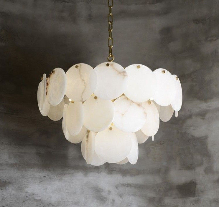 Modern Lighting Fixtures Luxury Restaurant Bar Indoor Large Marble Chandelier For Living Room Simple Alabaster Chandelier D60CM