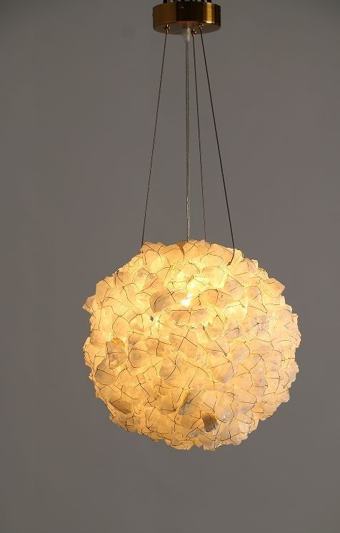 Contemporary Design Kitchen Island Ball Hanging Lamp Small Natural Rock Decoration Chandelier