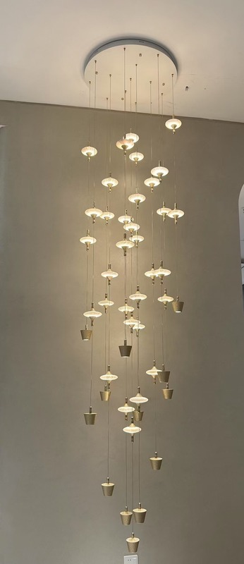 Hotel Chandelier Luxury Rectangular Crystal Hanging Pendant Light Staircase Flower Ceiling Lamps