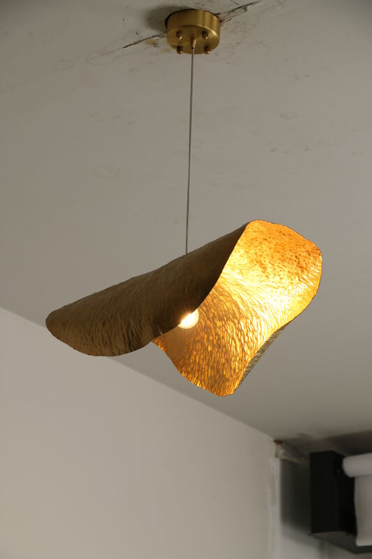 Nordic Modern Brass Crystal Handmade Lotus Leaf Blown Glass Hanging Lighting Single Hanging Kitchen Chandelier Pendant Lights