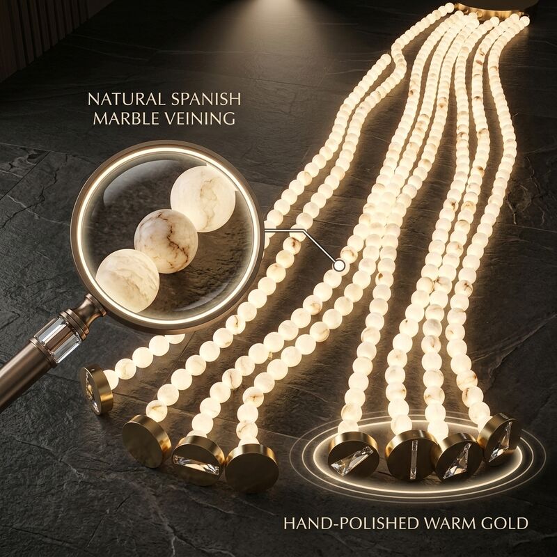 Modern Marble Crystal Pendant Chandelier Light Minimalist Hanging Fixture Hotel Villa Club Decor