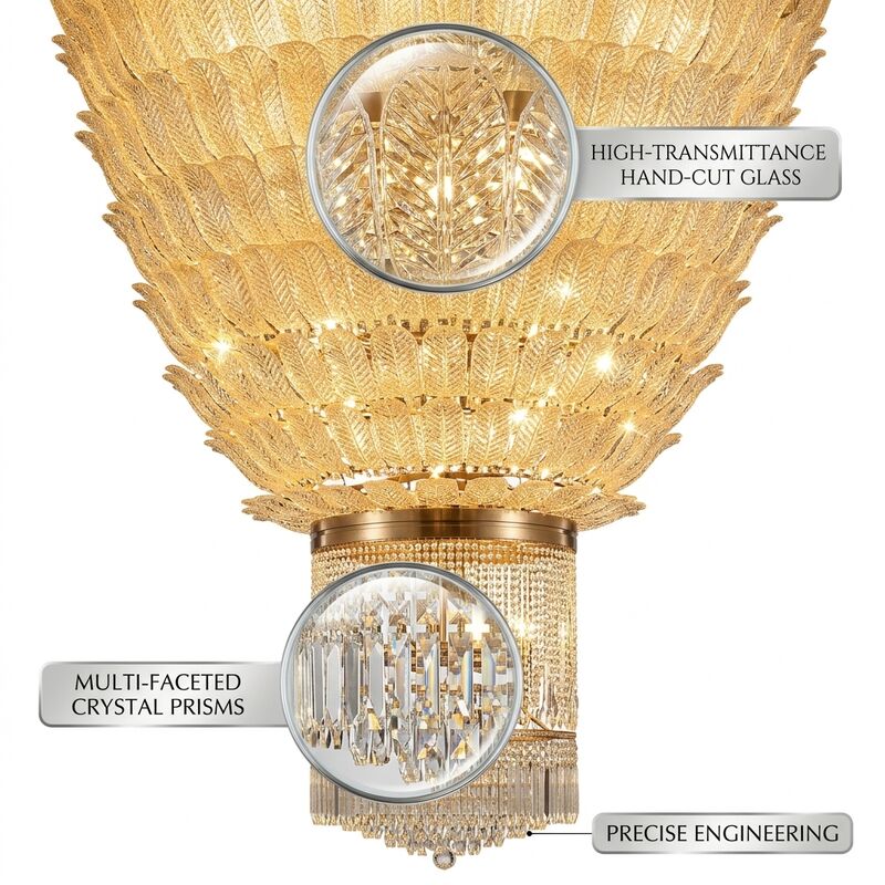 Luxury Villa Living Room Custom Crystal Branch Chandelier Gold Finish Large Statement Lighting