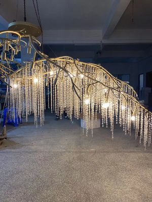 الهندسة مصباح معلق مخصص K9 كريستال المطر قطرة ضخمة الشموع