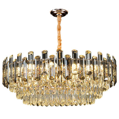 S Gold Smoke Grey K9 Crystal Chandelier الخبز البياض البولي