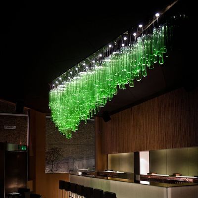 Fashionable Art Decor Green Glass Tube Chandelier For Restaurant Reception Hotel Rooms Custom Made And LED Light Source (منشأة مصدر ضوء)