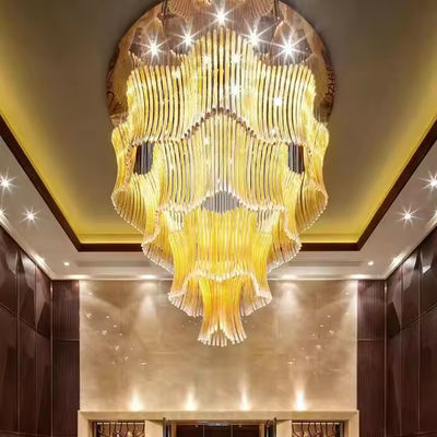 قاعة المبيعات الضوء الكريستالي الفاخر مشروع غير قياسي مستدير LED فن الإبداع الشمعدان مع 50000 ساعة حياة
