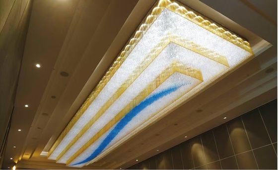 مستطيل كبير الحجم مخصصة حديثة LED لامعة K9 الهندسة قاعة الدخول فندق كريستال ثريا