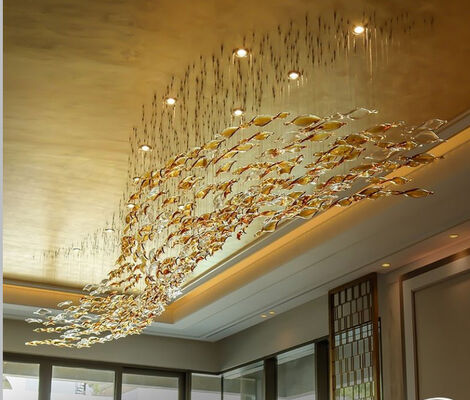 ثريات زجاج حلزونية يدوية الصنع، تصميم فني، إكسسوارات أوراق زجاجية ملتوية مخصصة