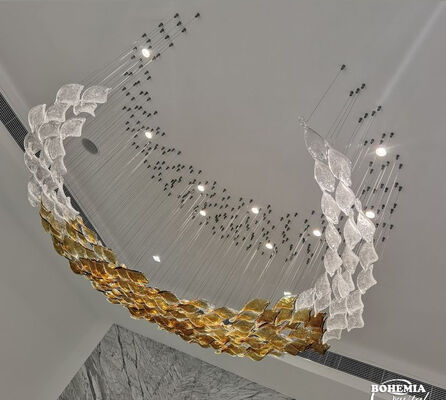 الطراز الأوروبي حسب الطلب الزجاج الأحمر أوراق سقطت غرفة المعيشة