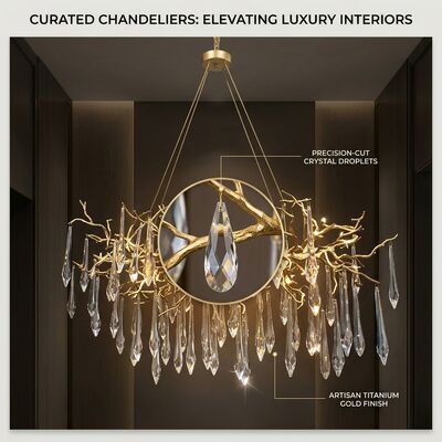 Lantern Crystal Foyer Chandelier Titanium Gold Hotel Villa Entrance Luxury Pendant Light Fixture