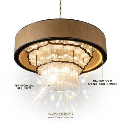 Globe Cluster Crystal Foyer Chandelier Titanium Gold Hotel Villa Entrance Sculptural Pendant Light